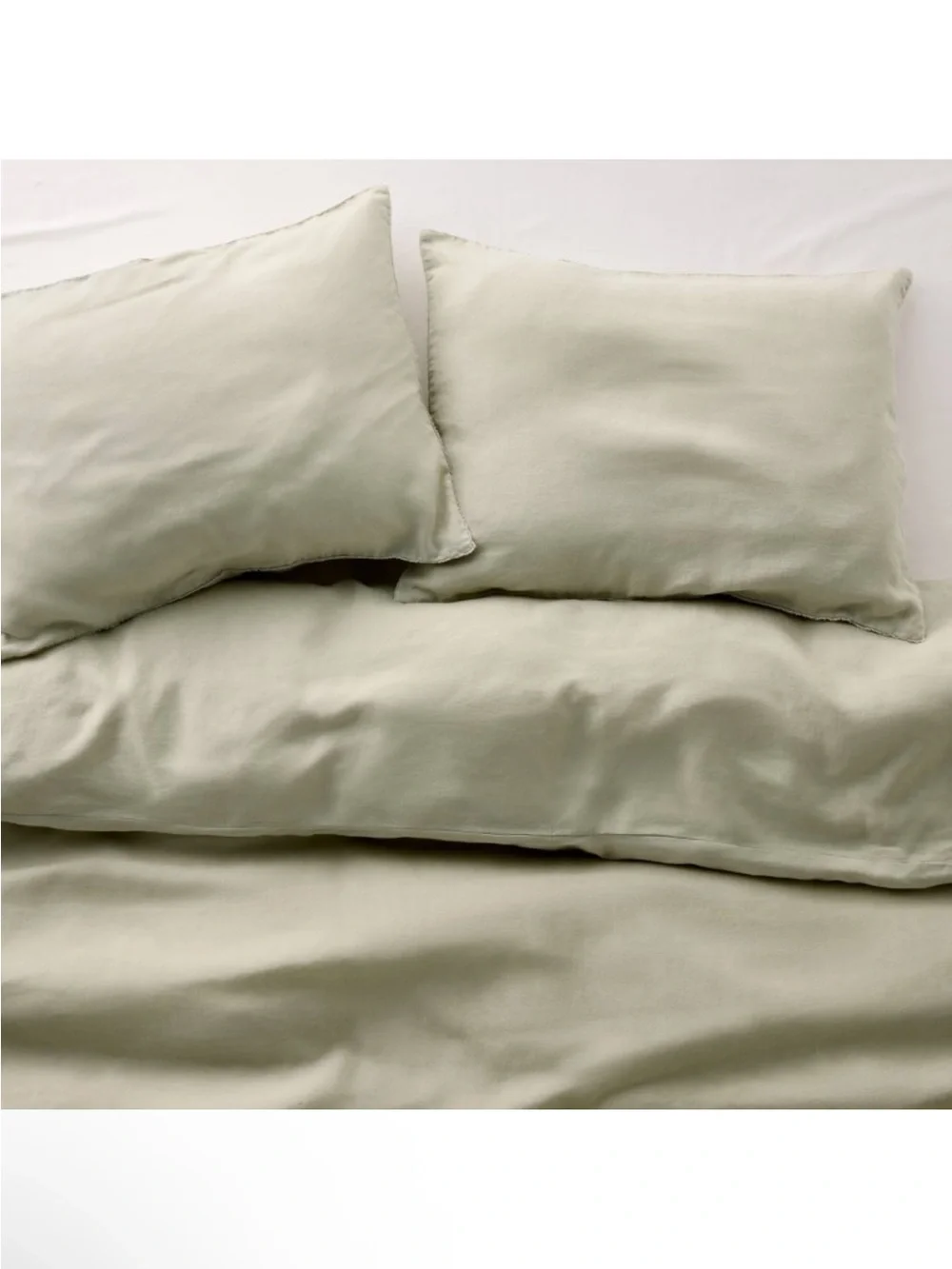 NWT King 100% Linen Duvet Set Light Olive Green - Casaluna